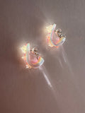 Rainbow Jelly with Star-Flowers Hoop Earrings
